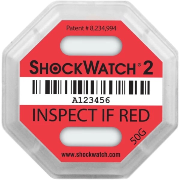 Shockwatch 2 Stoßindikator bis 45 kg / g-Wert 50, rot