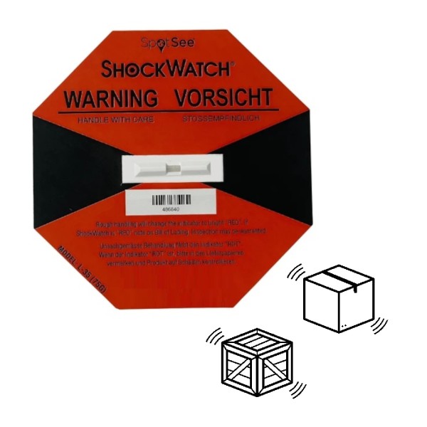 Shockwatch Label Stoßindikator 75G + Warnetikett